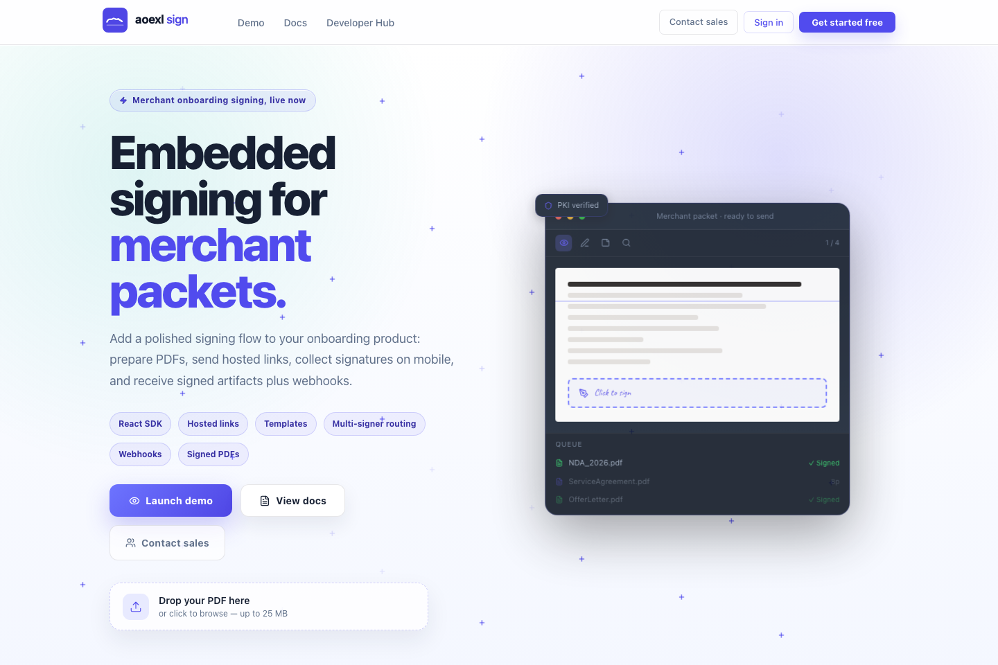 Aoexl public landing page